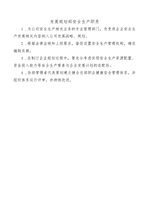 发展规划部安全生产职责.docx