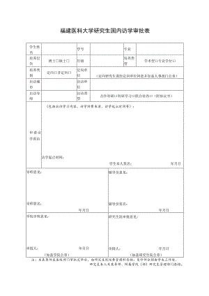 福建医科大学研究生国内访学审批表.docx