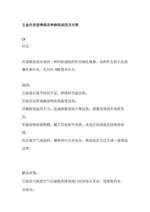 五金件表面喷漆各种缺陷成因及对策.docx