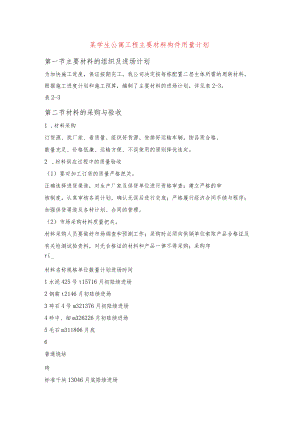 某学生公寓工程主要材料构件用量计划.docx