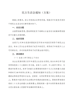 最新民主生活会通知（方案）.docx