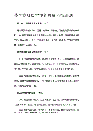 某学校班级常规管理周考核细则.docx