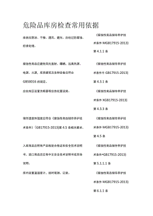 危险品库房检查常用依据.docx