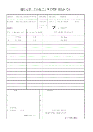 钢结构零、部件加工-分项工程质量验收记录.docx