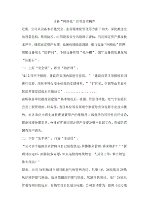 设备“网格化”管理总结稿件.docx
