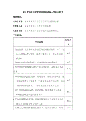 某大厦项目经营管理部现场督察主管岗位职责.docx