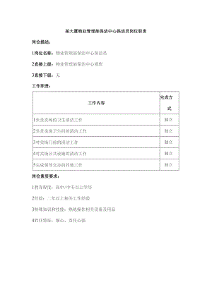 某大厦物业管理部保洁中心保洁员岗位职责.docx