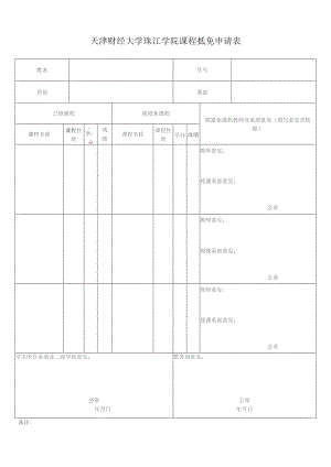 天津财经大学珠江学院课程抵免申请表.docx