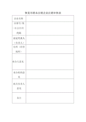 恢复吊销未注销企业注销审核表.docx