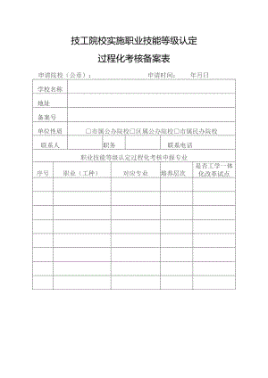 技工院校实施职业技能等级认定过程化考核备案表.docx
