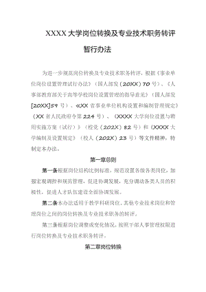 大学岗位转换及专业技术职务转评暂行办法.docx