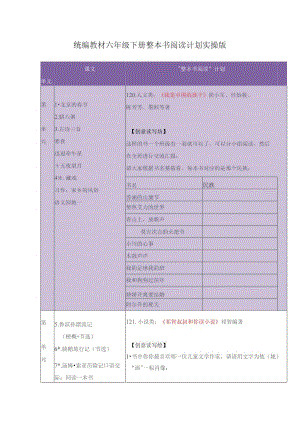 统编教材六年级下册整本书阅读计划实操版.docx