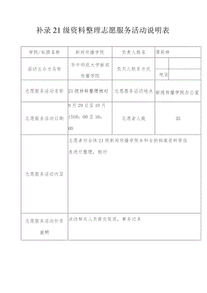 补录21级资料整理志愿服务活动说明表.docx