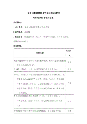 某某大厦项目财务管理部总监岗位职责.docx