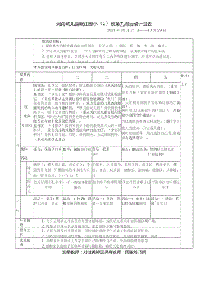 河海幼儿园岷江部小2班第九周活动计划表.docx