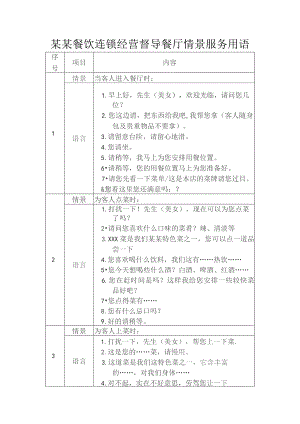 某某餐饮连锁经营督导餐厅情景服务用语.docx