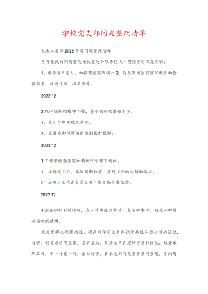 学校党支部问题整改清单精选范文.docx
