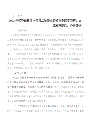 在专题学习第二阶段专题教育交流发言、党课讲稿共十篇.docx