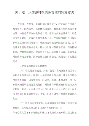 关于进一步加强村级债务管理的实施意见.docx