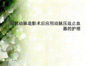 冠状动脉造影术后应用动脉压迫止血器的护理.ppt