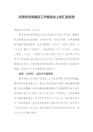 在局党支部建设工作推进会上的汇报发言.docx