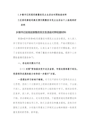 2023年巡视巡察整改级巡察组巡察反馈问题民主生活会对照检查材料范文2篇.docx