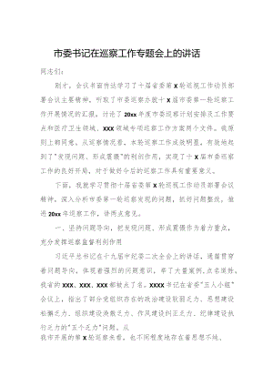 市委书记在巡察工作专题会上的讲话.docx