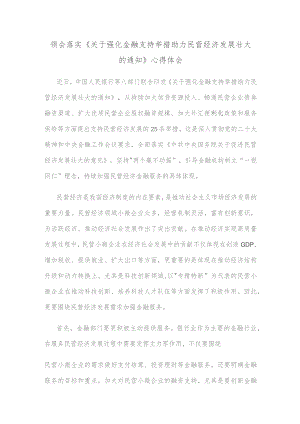 领会落实《关于强化金融支持举措 助力民营经济发展壮大的通知》心得体会.docx