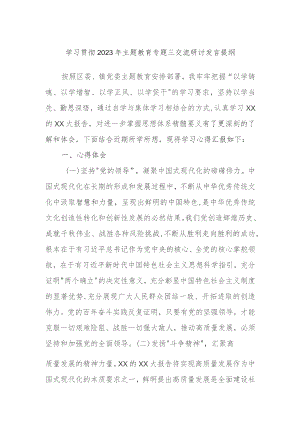 学习贯彻2023年主题教育专题三交流研讨发言提纲.docx