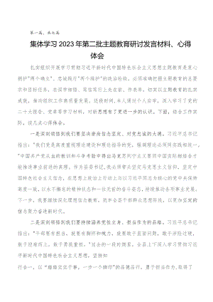 2023年学习教育集体学习暨工作推进会研讨交流材料、党课讲稿7篇.docx