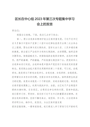 区长在中心组2023年第三次专题集中学习会上的发言.docx