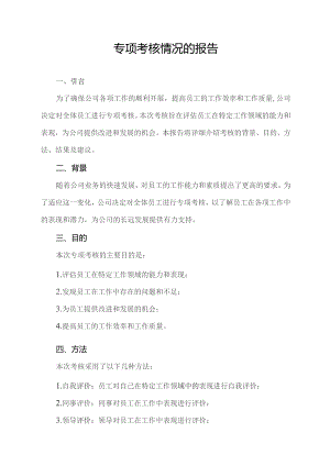 专项考核情况的报告.docx