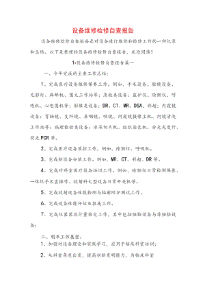 设备维修检修自查报告.docx
