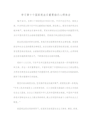 学习第十个国家宪法日重要指示心得体会.docx