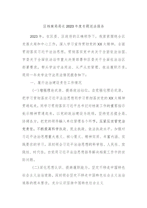 区档案局局长2023年度专题述法报告 .docx