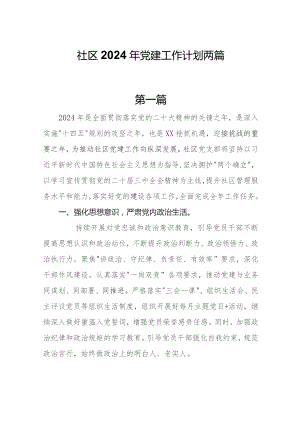 社区2024年党建工作计划两篇.docx
