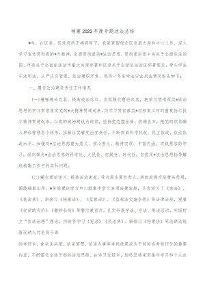 档案2023年度专题述法总结.docx