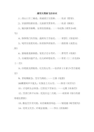 描写大雪纷飞的诗词.docx