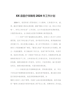 XX县医疗保障局2024年工作计划.docx