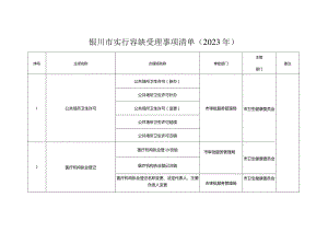 银川市实行容缺受理事项清单2023年.docx