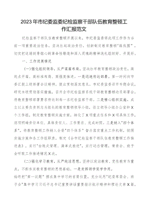 2023年纪监委纪检监察干部队伍教育整顿工作汇报市总结报告含问题.docx