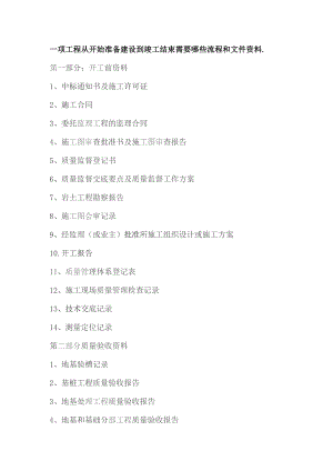 一项工程从开始准备建设到竣工结束需要哪些流程和文件资料.docx