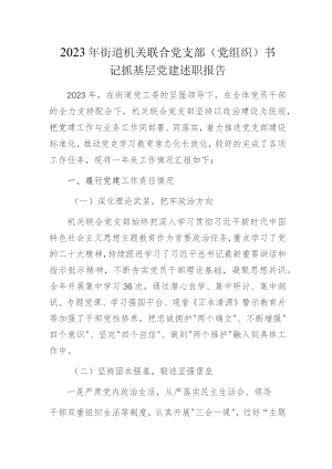 2023年街道机关联合党支部（党组织）书记抓基层党建述职报告.docx