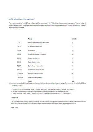 CFA一级历年模拟考试(2015-2019)：2017_level_I_mock_exam_morning_answers_removed.docx