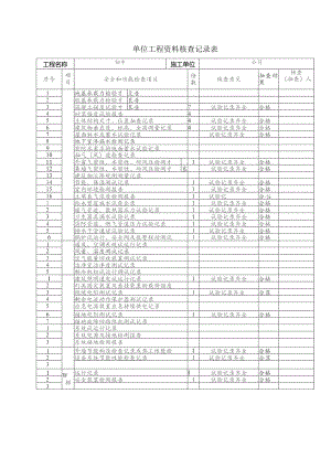 单位工程资料核查记录表.docx