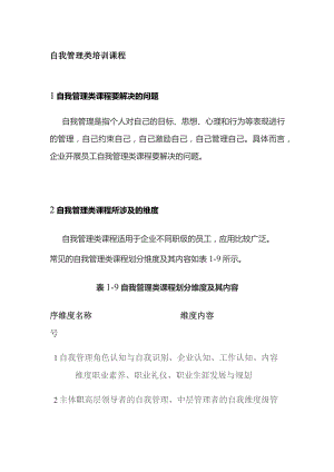 自我管理类培训课程.docx