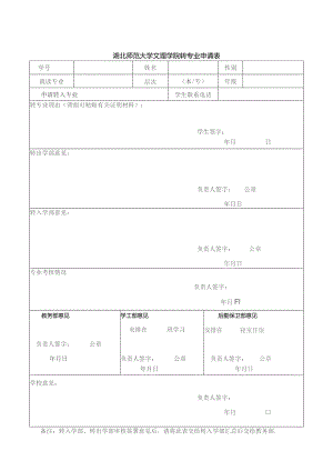 湖北师范大学文理学院转专业申请表.docx