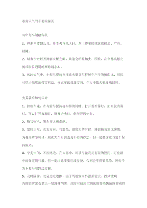 恶劣天气驾车避险秘笈.docx