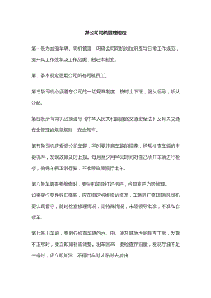 某公司司机管理规定.docx