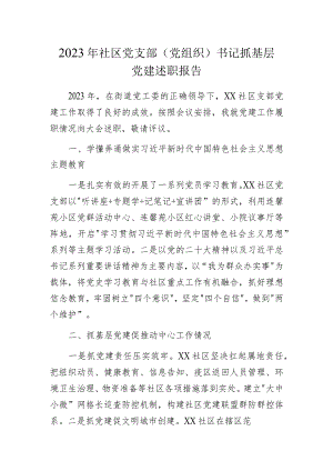 2023年社区党支部（党组织）书记抓基层党建述职报告.docx